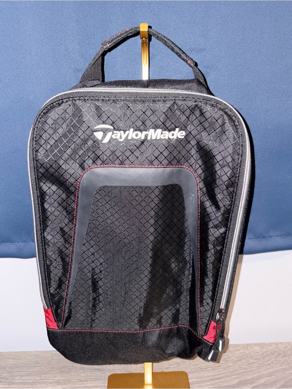 TaylorMade Performance Golf Shoe Bag Black Red Travel Case Carry Handle Zipper